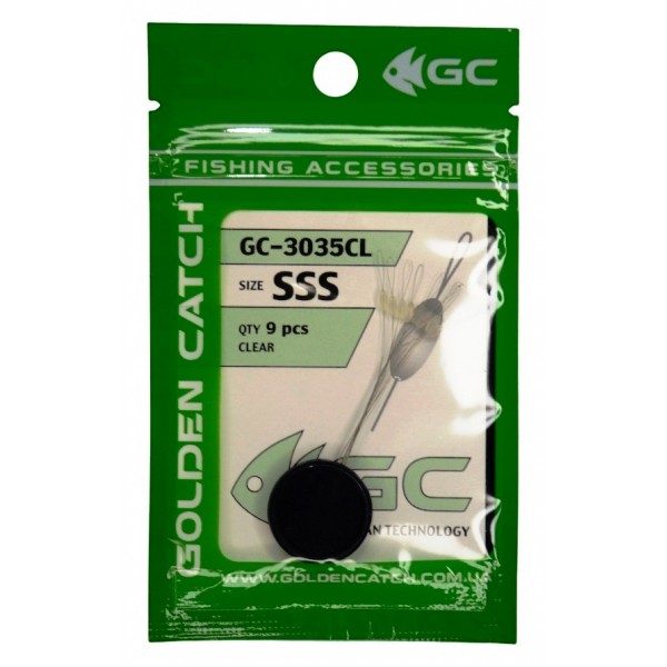 Стопор для поплавця рибальський, прозорий, GC, 3035CL, 9шт/уп, розмір SSS